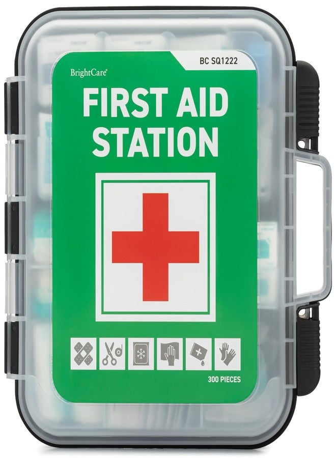 BrightCare Large Wall Mountable & Portable First Aid Kit Cabinet for Business, Office, School, Warehouse & Workplace Safety – OSHA Compliant Emergency Medical Supplies with Tilting Shelves & Mounting Hardware - Image 1